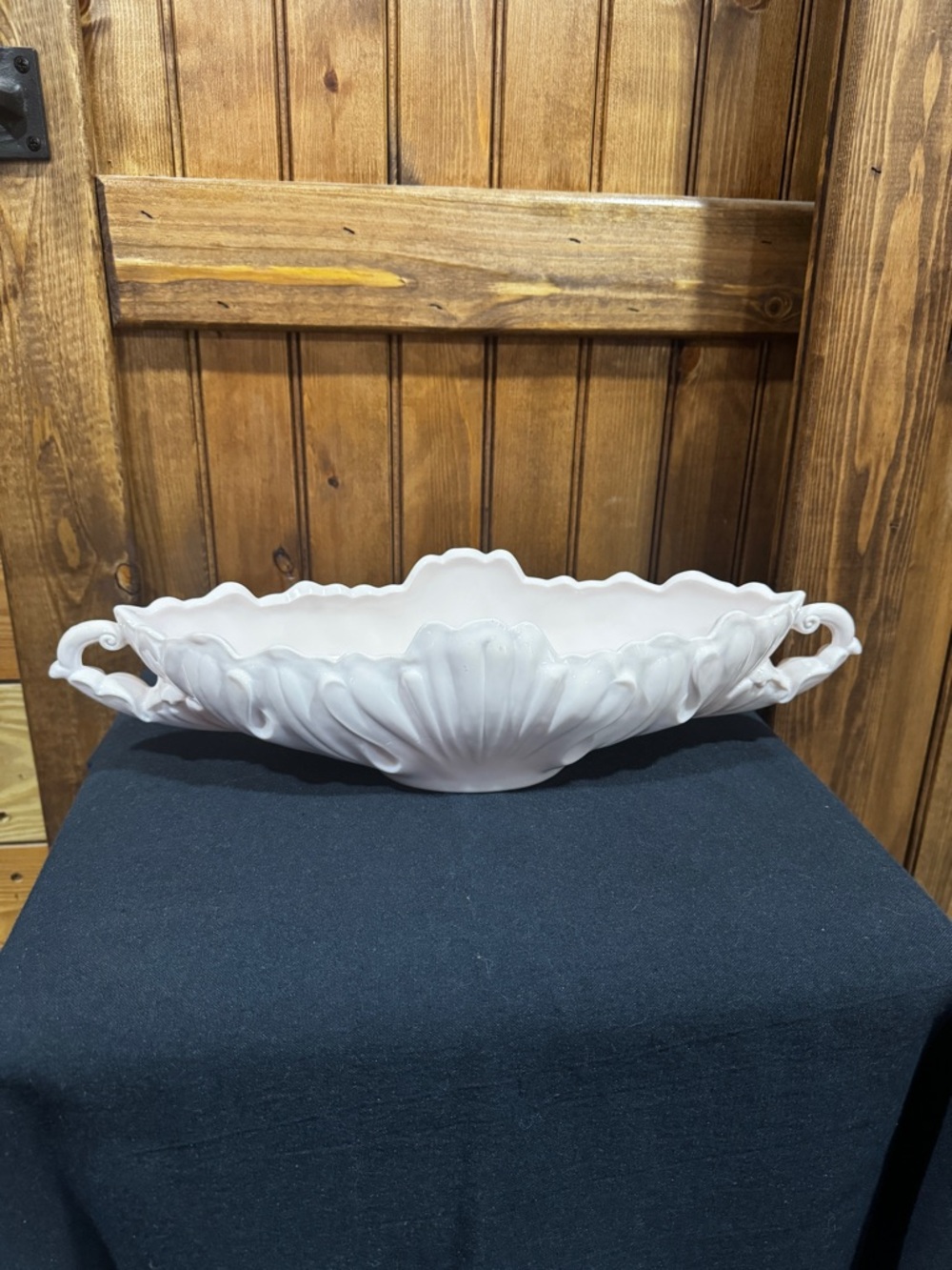 Vintage Jeannette Shell Pink Milk Glass Gondola Bowl